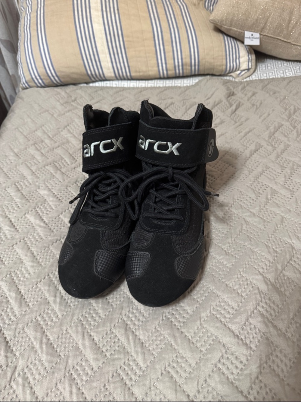 Black Women's Ankle Boots with Lace and Strap